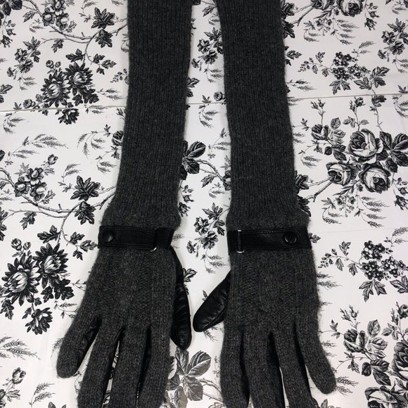 ELEGANZZA Women's leather wool long gloves sz 7 - Picture 1 of 5